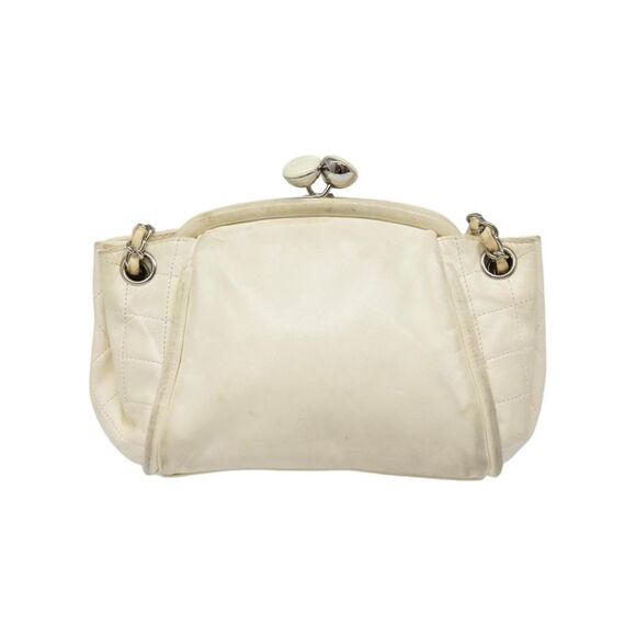 Pre Loved Chanel Classic Chain Bag Cream Lambskin Leather Women Beige Shoulder - Picture 2 of 8